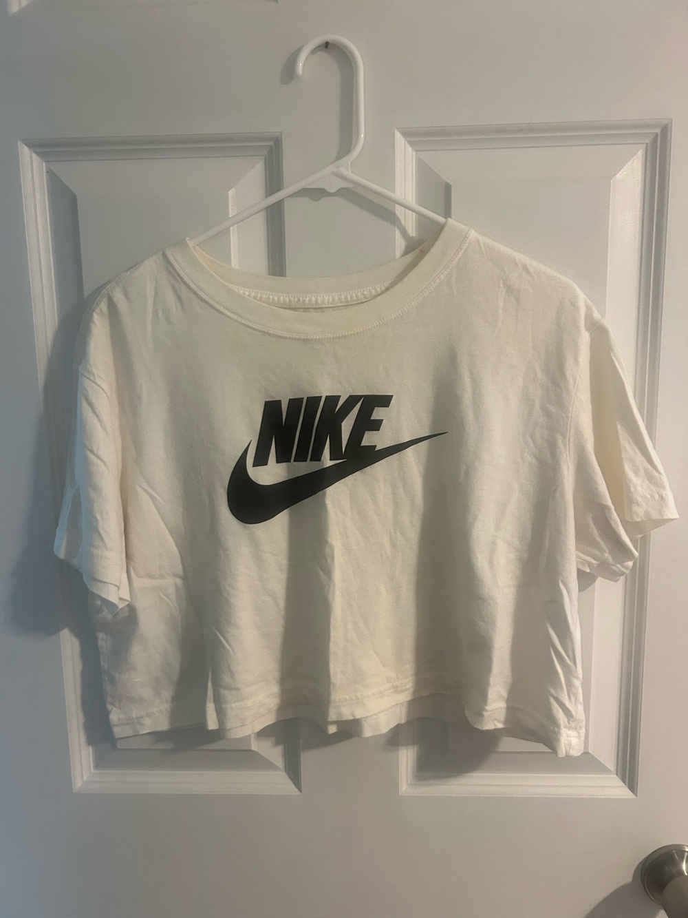 Nike White Crop Tee with Black Logo
